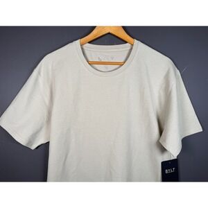 NWT BYLT Premium Basics Mens Medium Lux Split Hem T-Shirt Dust Beige